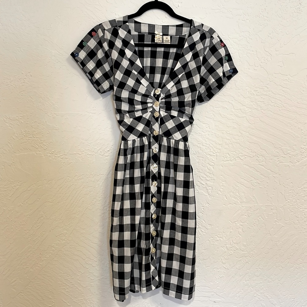 Anthropologie  Nick & Mo black and white cotton gingham dress size M